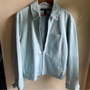 Vintage DKNY Butter Soft Leather Jacket. Robin's Egg Blue. Size Medium